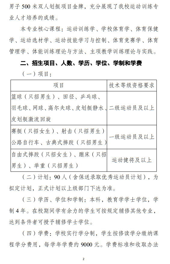 江汉大学2025年运动训练专业招生简章