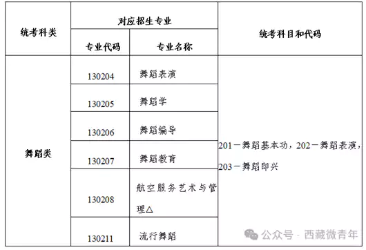 西藏自治区2026年普通高等学校招生艺术类(舞蹈类)专业报考简介