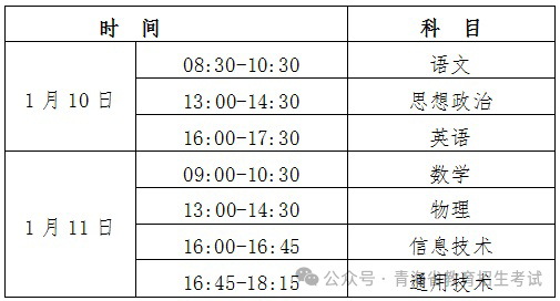 青海省2026年1月普通高中学业水平合格性考试温馨提醒