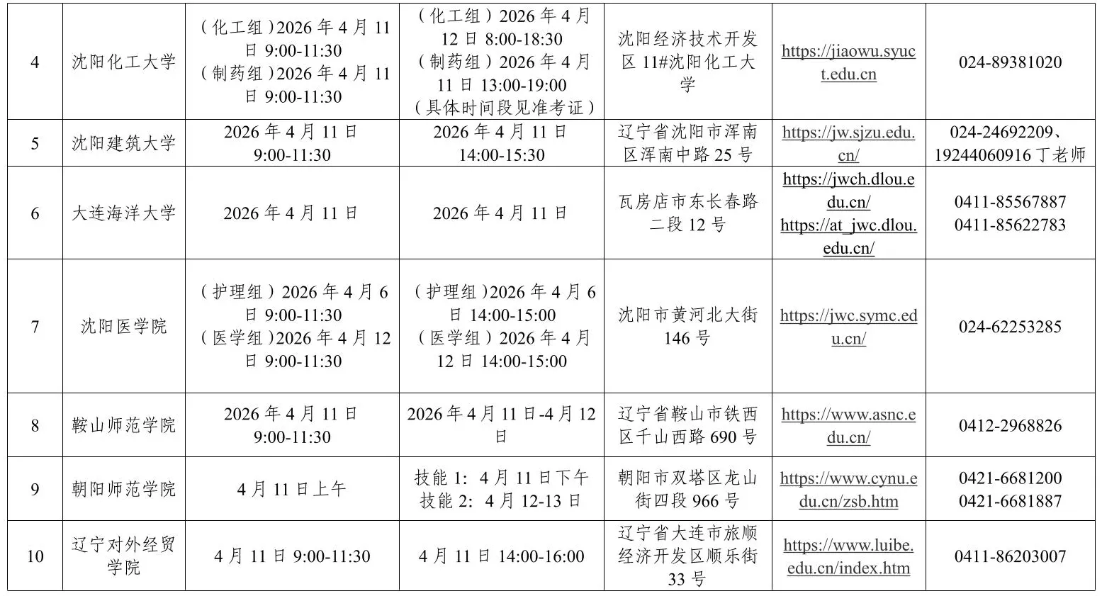 辽宁省2026年普通高等学校专升本专业综合课考试和技能考核时间安排